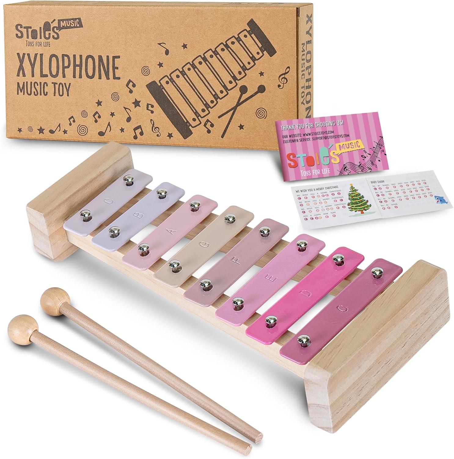 Stoie's Pink Sensation Xylophone for Kids and Toddlers 3-5 pink sensation