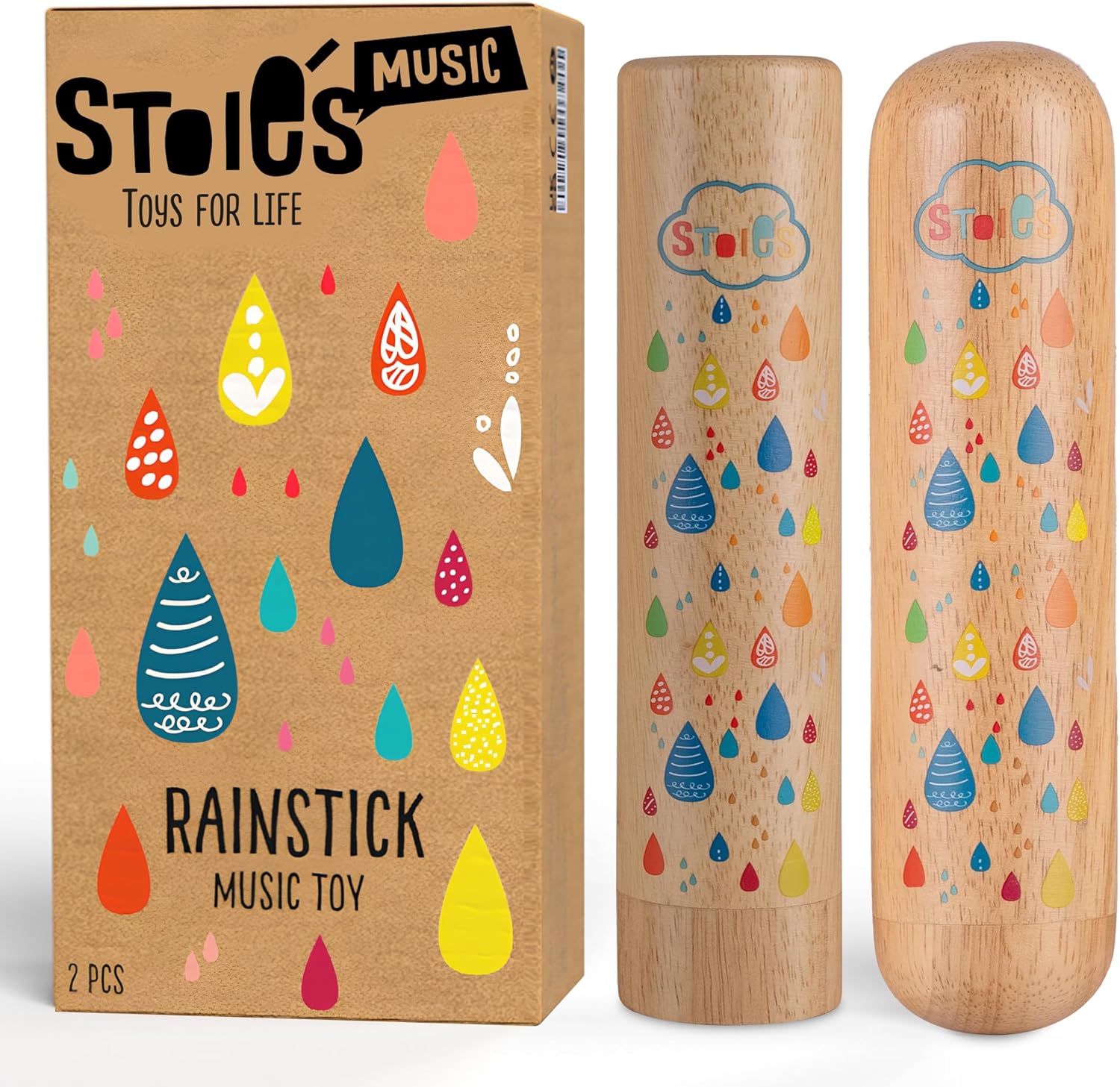 Stoie's Wooden Rainstick Instrument for Kids 1pcs pack